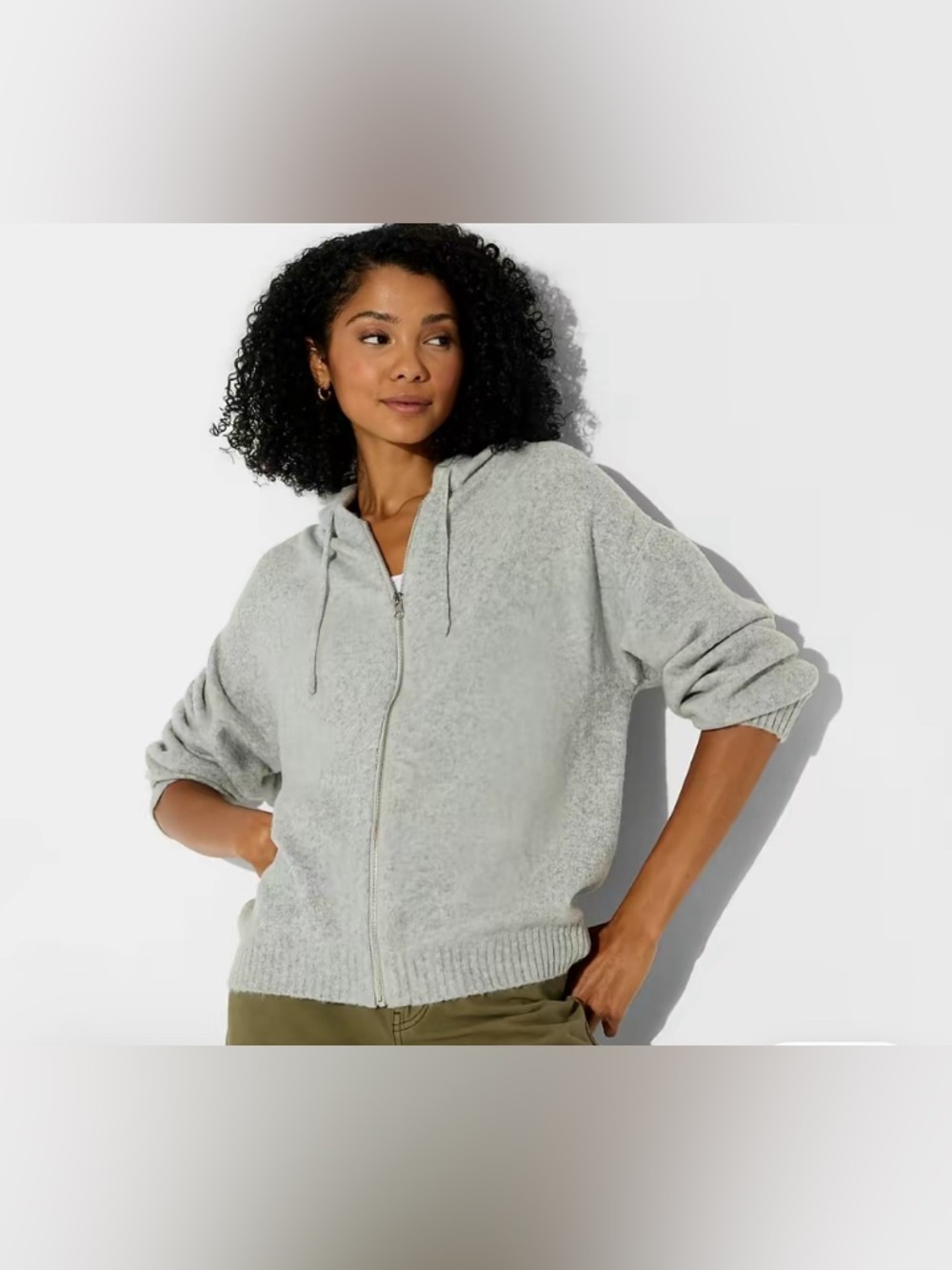 Womens Long Sleeve Hooded Cardigan Hoodie Wild Fable XSMALL XS zipper Gray